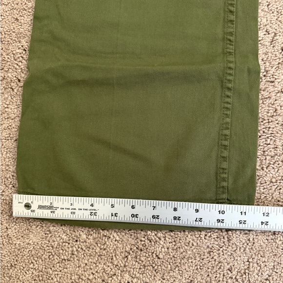 Zara Wide Leg Pants Women size 4 Olive Green Premium Denim Collection Buckle - Picture 7 of 11